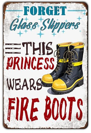 KIYOYO Poster decorativo da parete con principessa pompiere, vintage, in latta, decorazione artistica da parete per casa, hotel, bar, club, caffè, 20 x 30 cm