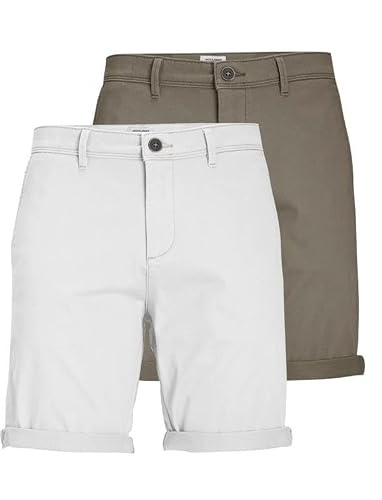 JACK & JONES Short Chino Regular Fit Chino Shorts, Lot de 2 (Bungee Cord/White), 3XL