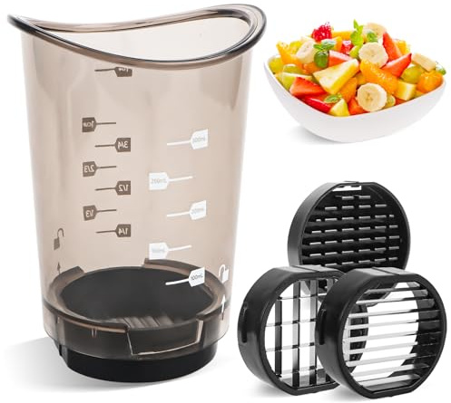 Obstschneider, Abnehmbarer Tassen Obstschneiderbecher mit Druckplatte, Tassenschneider Obst Multifunktionaler Erdbeerschneider Bananenschneider mit Fruchtschneider Schutzkappe für Obst, Gemüse, Banan