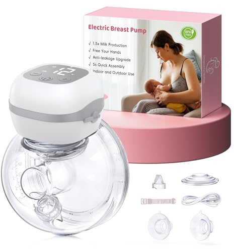 Haokoo Electric Breast Pump Wearable, Hands-Free & Ultra Quiet 40dB Portable Pump with 3 Modes & 12 Levels, Long Battery, Lightweight 201g for Working & Nursing Moms, BPA-Free