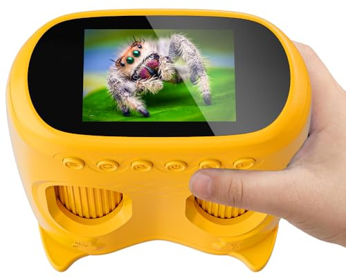 2 in 1 Microscopio Bambini e Telescopio, Temodu Microscopio Digitale da 2.0‘’, Elettronico Portatile Telescopio 10X con 8 luci LED, può essere utilizzato come regalo di compleanno o di Natale (Orange)