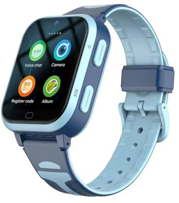 Fitonme 4G Kinder Smartwatch GPS Tracker, wasserdichte Telefon Uhr mit Videoanruf, SOS, WLAN, Bluetooth, Kamera, Schrittzähler, Geofence für Jungen und Mädchen Blau