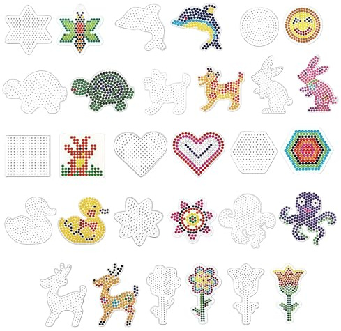 Reochps Ironing Beads Plates 15pcs Turtle Design - 5mm Transparent Pegboards 15 Pattern Templates & Ironing Paper Complete Craft Kit for Kids Girls & Boys Fun Beading Activity & Creative Gift