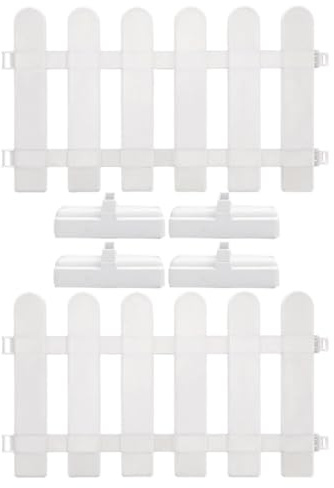 MAGICLULU Recinzione da Giardino in Pvc Bianca Base, Set da 2 Pannelli 50x30 Cm per Bordure Aiuola, Recinzione Esterna Decorativa per Cortile, Prato e Terrazza Picchetti di Fissaggio