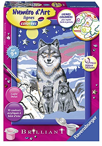 Ravensburger – Numéro d’Art Format 13x18cm – Famille de Loups – Loisir créatif – Kit de Peinture par numéros – avec pièces de Bijoux – Activité créative – Dès 9 Ans – 29667 – Version française