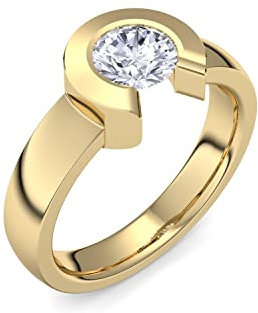 Gold Ring Verlobungsringe Gold (Silber 925 vergoldet) von AMOONIC mit Zirkonia Stein +LUXUSETUI! Goldring Gelbgold Ring Zirkonia wie Diamant Geschenk Ringe Verlobung TS01VGGGZIFA52