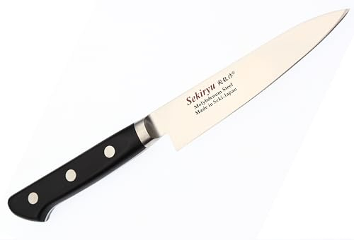SekiRyu Cuchillo Japonés Profesional Acero al Molibdeno Hoja 120 mm, Cuchillos de Cocina hechos en Japón