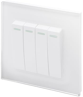 Retrotouch Crystal Glass 4 Gang Rocker Light Switch in White