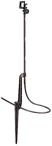 Rain Bird RSSTKX Drip Irrigation Rotary C Frame Sprinkler on Adjustable Height Riser Stake with Tubing and Barbed Coupler, 360° Full Circle Pattern, 0-13' Spray Distance