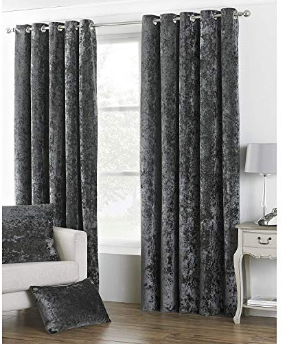 Riva Paoletti Verona Ringtop Eyelet Curtains (Pair) - Pewter Grey 100% Polyester - 117 x 137cm drop (46 x 54 inches)