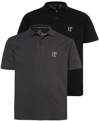 JP 1880 Hommes Grandes Tailles L-8XL Polo Manches Courtes en Coton, Lot de 2 Anthracite chiné, Noir 3XL 704317 11-3XL