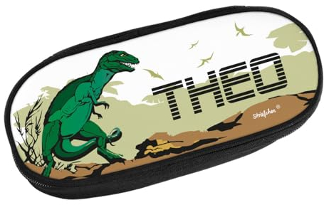 Striefchen® Federmappe mit Namen für Jungen - Motiv: Dinosaurier Tyrannosaurus
