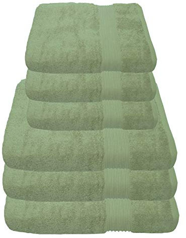 Julie Julsen 6 TLG Handtuchset 3 Badetücher 3 Handtücher Reine Baumwolle über 30 Farben Lindgrün