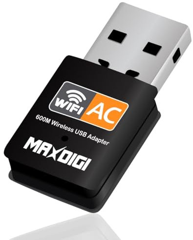 MAXDIGI USB wifi adapter 5g, usb ac600 wifi dongle 802.11ac Dual Band 600 Mbps wifi usb wireless for pc antenna Laptop, wifi card ac adapter Support Windows 11/10/8/7/Vista/XP/2000,Mac Os X 10.5-10.15