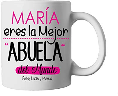 Kembilove Taza de Café para Abuela – Taza de Desayuno Eres la Mejor Abuela con Nombre Personalizado – Taza de Café y Té para Abuelas – Taza de Cerámica Impresa – Tazas de de 350 ml para Abuelas