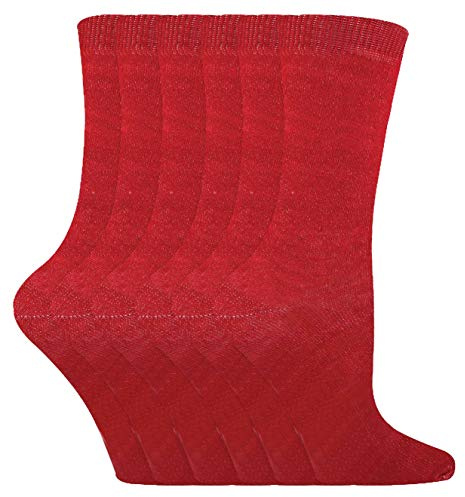 Sock Snob - 6 Pairs Kids Boys Girls Unisex Mid Calf Solid Color Casual Cotton Dress Socks
