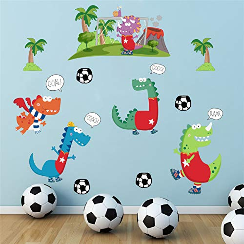 ufengke Wandtattoo Dinosaurier Wandaufkleber Wandsticker Fußballspiele für Kinderzimmer Jungen Schlafzimmer Spielzimmer