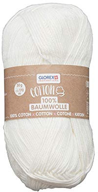 Glorex 5 1004 13 - Cotton 100 % Baumwolle, vielseitig einsetzbar zum Stricken, Häkeln und Basteln, sehr gute Qualität, weich und waschbar, 50 g, ca. 170 m, natur