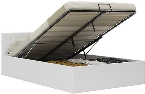 vidaXL Stauraumbett Hydraulisch Weiß Kunstleder 120×200 cm