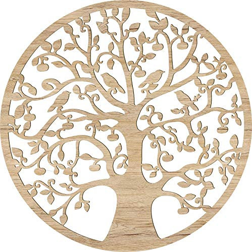 Lebensbaum Holz Ø 39/49 cm - 8 Holz-Optiken-Wandbild - edle Dekoration - Baum des Lebens - ideale Geschenkidee