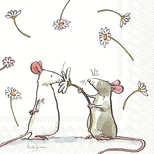 20 Servietten Maus mit Blümchen | Tiere | Kindermotiv | 33x33cm