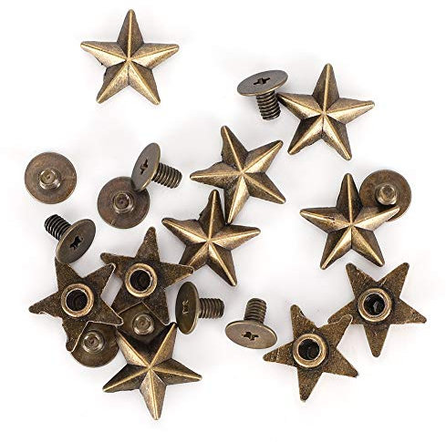 Fdit 50 pièces en forme d'étoile Rivet goujons bricolage décoration de vêtements avec vis 14mm pour bricolage cuir artisanat/vêtements/chaussures/ceintures réparation décoration(1#)