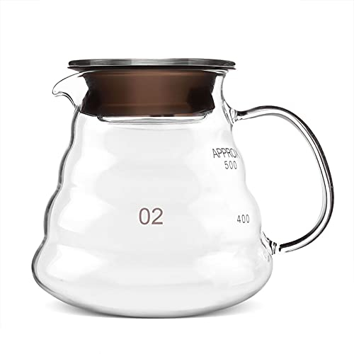 500ml Clear Glass Coffee Server, Standard Glass Coffee Decanter, Heat Resistant Coffee Pot Tea drip Pot Kettle bar Accessory