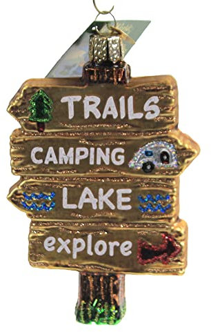 Old World Christmas Gone Camping Glass Blown Ornament for Christmas Tree, Handcrafted Holiday Decoration, Camping Collection