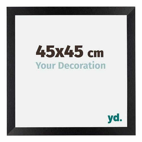 yd. Your Decoration - Bilderrahmen 45x45 cm - Schwarz Matt - Billderrahmen aus MDF mit Acrylglas - Antireflex - 45x45 Rahmen - Mura