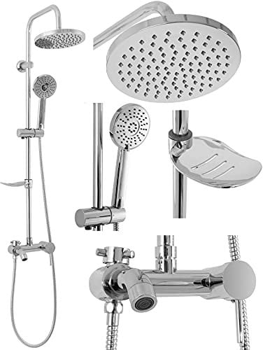 Rea Colonne de Douche LUIS CHROME SET de SALLE de BAIN Système de Douche en Laiton Pour Salle de Bain (Chrome)