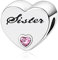 Annmors Schwester Herz Charms für Armband 925 Sterling Silber Anhänger mit Kubischem Zirkon