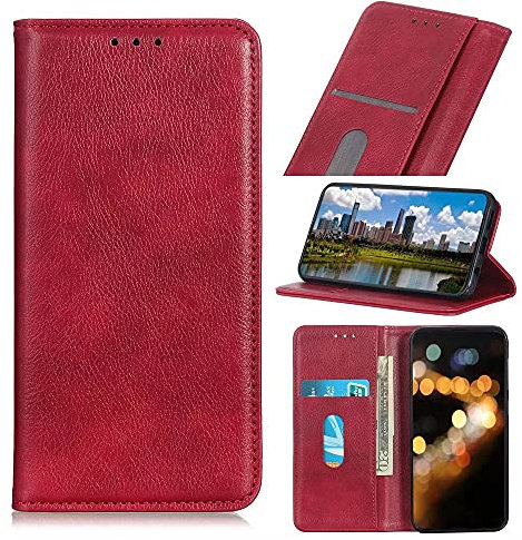 RanTuo Cover per Oppo Reno5 Gaming Edition Etui Custodia, con Slot per Schede, Staffa Incorporata, Custodia Flip Cover in Pelle PU per Oppo Reno5 Gaming Edition.(Rosso)