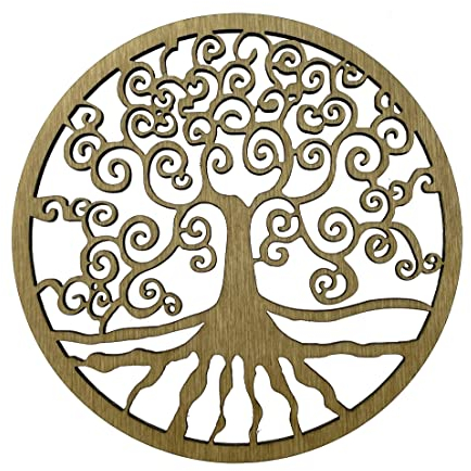 Lot de 6 dessous de verre en bois de bouleau - Diamètre : 8 cm - Pour boissons, café, thé, décoration de méditation - Motif arbre de vie - 8 cm