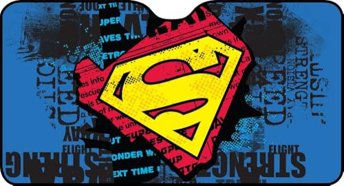 DC Comics Parasol Delantero Coche Viaje Superman niño 130 x 70 cm superhéroes Hombre de Acero Amarillo Rojo Azul