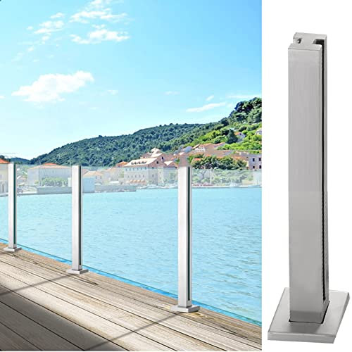 MLYYJH Garde Corps Verre Poteau Escalier INOX Extérieur/Balcon Poteau de clôture en Verre Acier Inoxydable - Sol À Toute épreuve Pince de Balustrade carrée, Étanche Résistance à la Corrosion