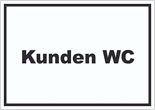 Kunden WC Aufkleber mit Text Toilette waagerecht A7 (74x105mm)
