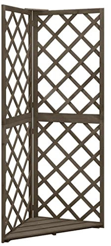 vidaXL Corner Trellis Grey 50x50x145 cm, Solid Fir Wood, Robust Support for Climbing Plants, Easy Assembly, Farmhouse Style Garden Trellis
