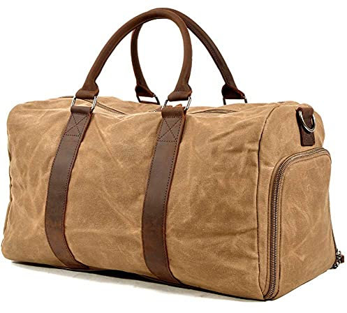 Sport Turnbeutel Herren Schulter Tragbare Trainingstasche Trocken und Nass Trennung Schwimmen Große Kapazität Canvas Gepäck Reise Duffle Bag Khaki