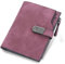 HNOOM Porte Monnaie Femme en Cuir PU Porte Feuilles pour Femme Court Lisse et Souple Petit Portefeuille Femme avec 16 Emplacements Cartes et Zippé Pochette à Monnaie (Pourpre-S)