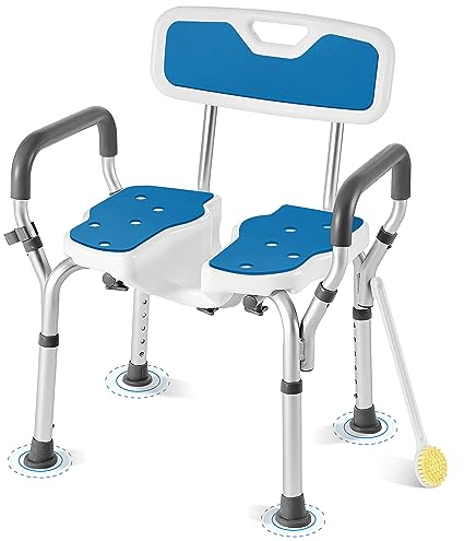 Sunnyload Shower Chair for the Elderly & Disabled to Sit On in Shower 500 lbs Duty Shower Seats with Adjustable Arms & Legs Non-Slip Bath Chair Stool for Bathroom