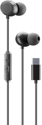 cellularline | CLOUD IN-EAR | Auricolare Type-C Stereo, Design In-ear e Microfono, Connettore USB-C, Isolamento dal Rumore, Microfono e Tasto di Risposta (Nero)