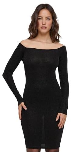 Urban Classics Damen Ladies Off Shoulder Longsleeve Glitter Dress