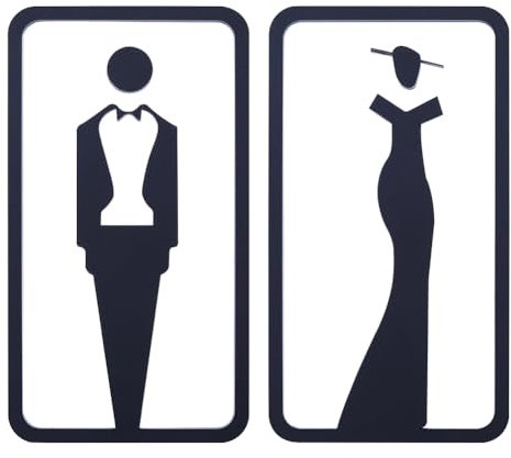 GORGECRAFT 2 PZ Targhetta Identificativa Toilette Targa Autoadesiva per Bagno per Signore e Signori Targa per Porta del Bagno Forme Uomo Donna Adesivi da Parete Simbolo per Parcheggio Ristorante Nero