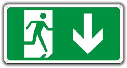 Felexdo Cartello di emergenza con freccia inferiore, 30 x 15 cm, in PVC, autoadesivo, per parete o cancello