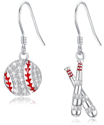 Sport Ohrringe 925 Sterling Silber Baseball-Ohrringe Schmuck Geschenke für Damen Frauen Mädchen Sport Liebhaber