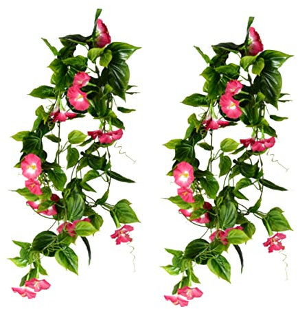 MAGICLULU Künstliche Reben Prunkwinde Aus Seide Hängende Grüne Pflanzen Ungiftig Realistisch Für Hochzeit Und Outdoor Dekoration 2 Stück Rosenrot