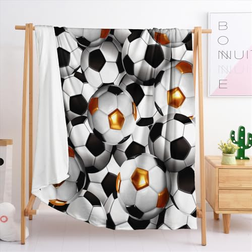 Kuscheldecke Fußball Flauschige Warme Decke,Fleecedecke Flauschig,Tagesdecke,Sofa Überwurfdecke,Wohndecke Und Decke Sofa,Geeignet Für Alle Jahreszeiten.(180X220Cm)