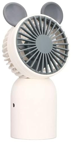 Tradineur - Mini Ventilador Recargable portátil de Mano, Orejas de ratón, 2W, 1 Velocidad, batería Interna y Cable USB, diseño Compacto, 13 x 6,5 x 5,5 cm, Color Aleatorio