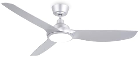 Ovlaim 132cm Silent DC Motor Smart Ventilador de techo con luz y mando a distancia, App, control de voz, ventiladores de techo modernos de plata de alta CFM para el hogar y la oficina