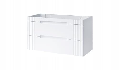 Muebles Slavic Mobile bagno sospeso sotto lavabo 2 cassetti bianco laminato 120 cm – mobile bagno